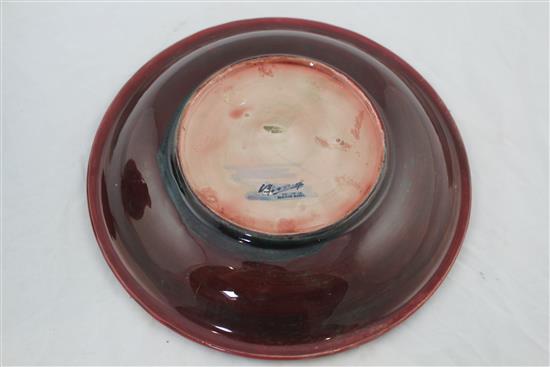 A Moorcroft Leaf and Berry pattern flambe dish, 1945-49, 22cm